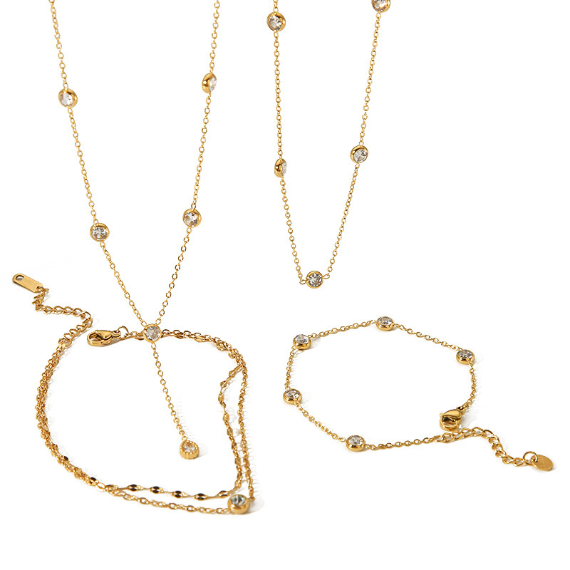 18k gold zircon titanium steel necklace long sweater chain锁骨链 exclusive supply