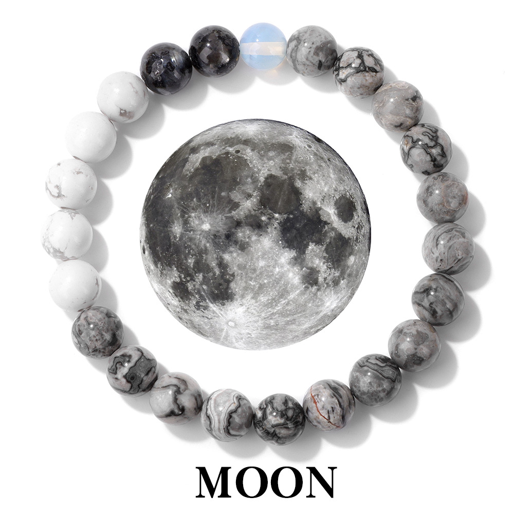 New solar system eight planets artificial stone elastic rope bead bracelet unisex gift bracelet accessory