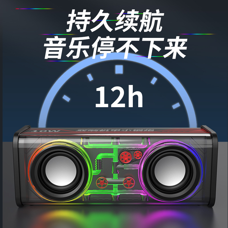 Wireless mini Bluetooth speaker transparent mecha subwoofer dual speaker home portable outdoor bass speaker