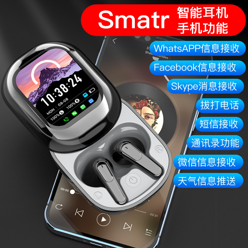 New TWS In-Ear Bluetooth Headphones with Screen, Noise Cancelling, Transparent Touch Screen SE-ONE