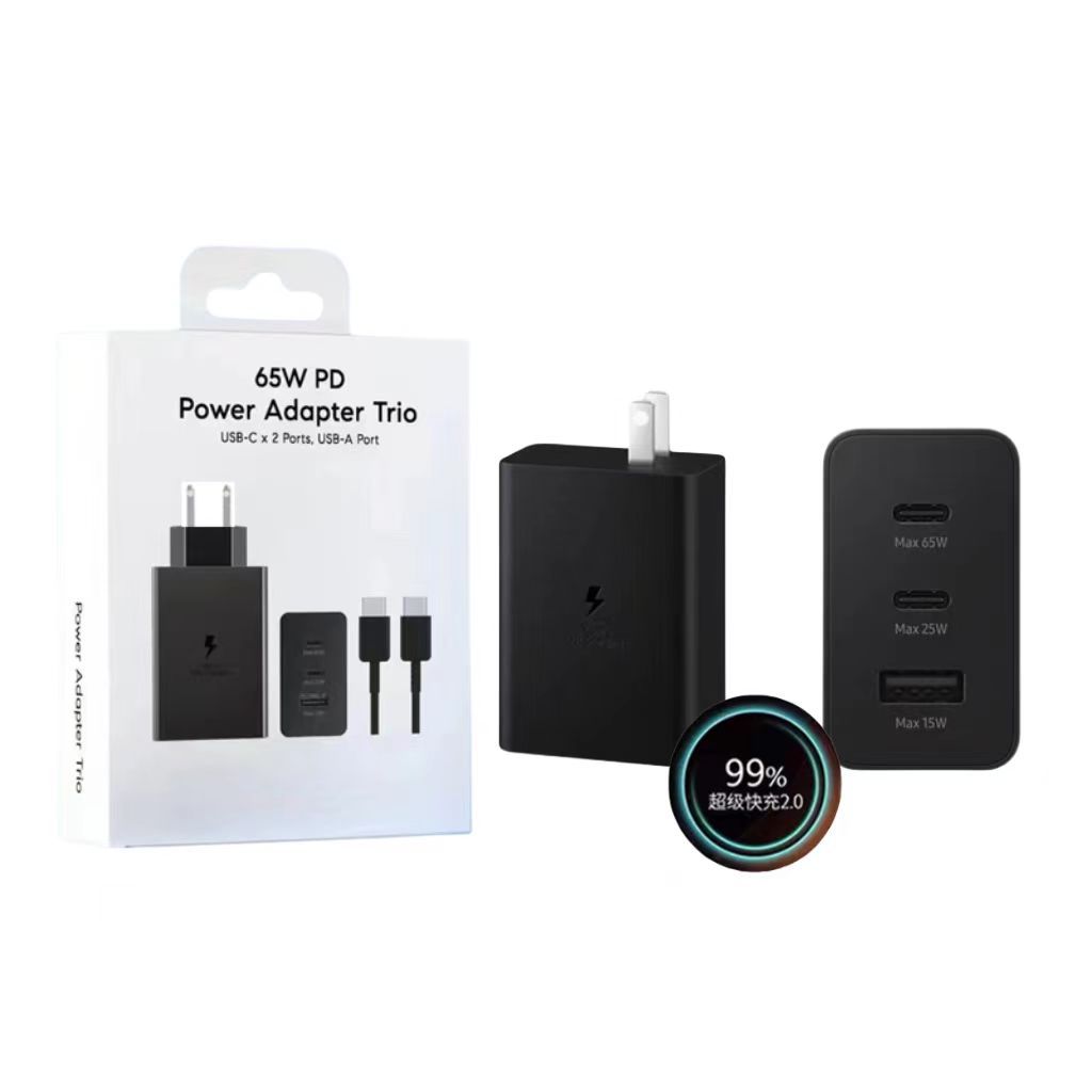 Applicable Samsung 65W Charger European Standard Charging Head USB American Standard Fast Charging Head Mobile Flash Charging Original