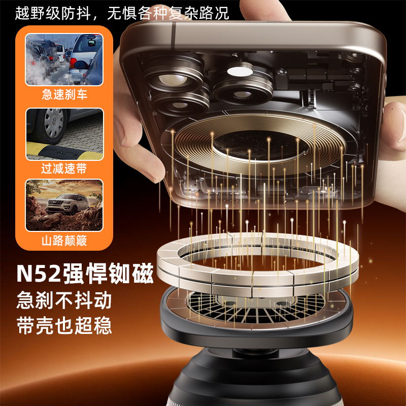 New shape car phone mount magnetic 360° rotation large base extendable phone navigation holder