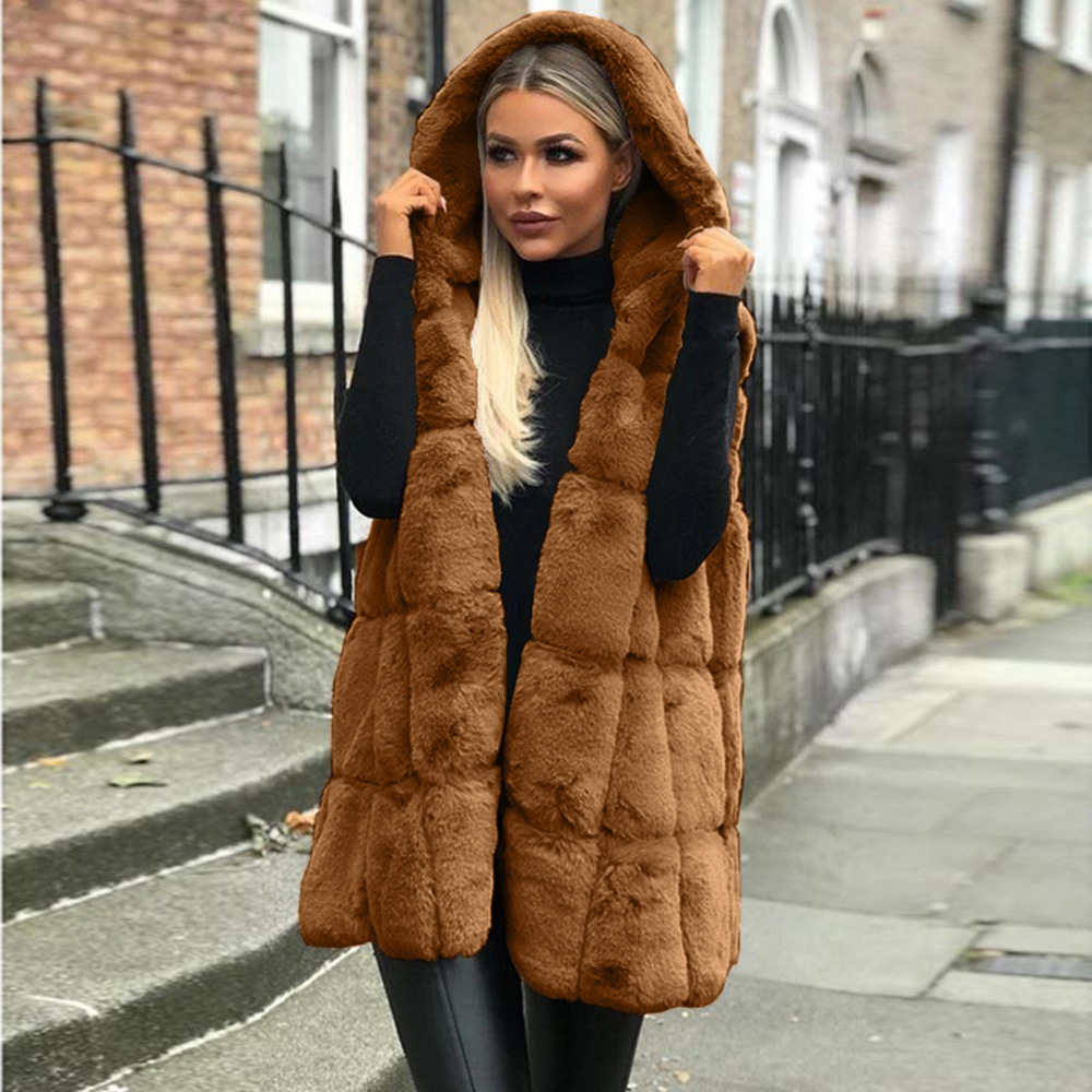 Faux fur hooded vest hot autumn/winter new hooded faux fur vest women's imitation Haining fur
