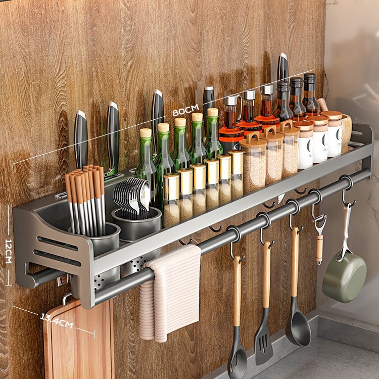 304 Stainless Steel Storage Rack No Drilling Seasoning Rack Chopstick Knife Rack Supplies Storage Rack Wall-Mounted Home