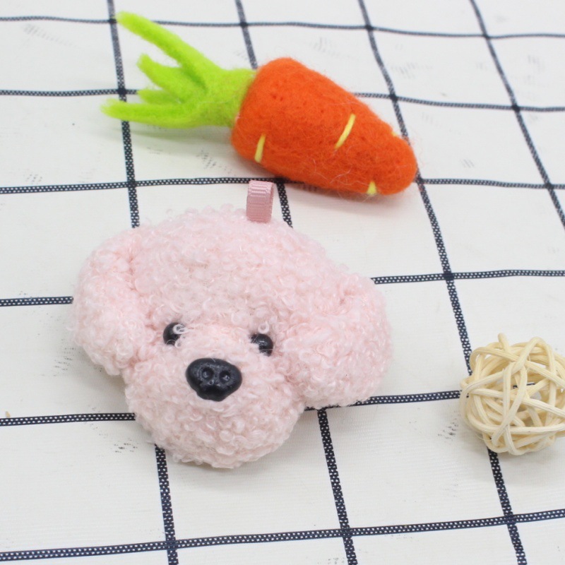 Cartoon Curly Dog Head Plush Decoration Gift Doll Plush Toy Dog Keychain Bag Charm