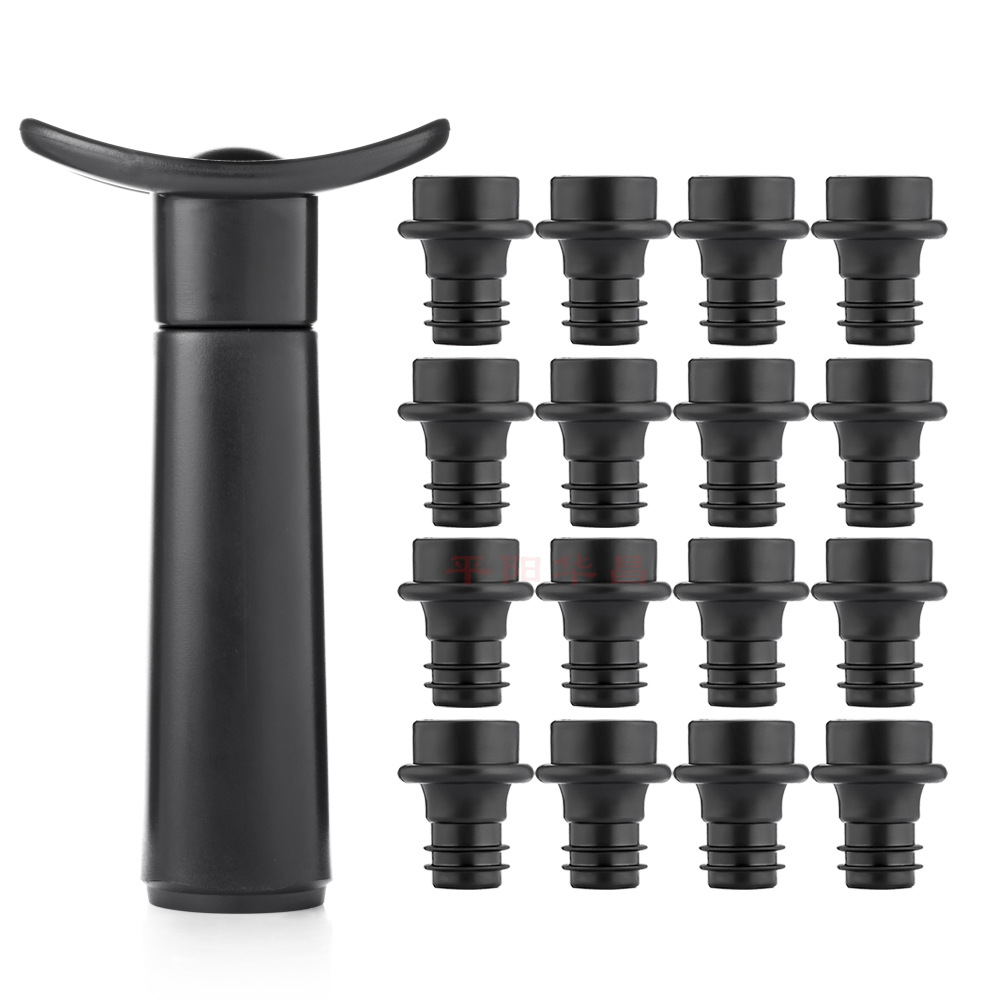 Plastic red wine vacuum multifunctional air pump bottle stopper metal air pump black wine stopper