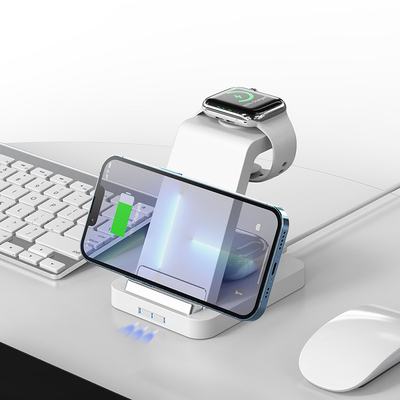 3-in-1 Wireless Charger Stand Suitable for i Samsung Apple Watch Phone Charging Universal