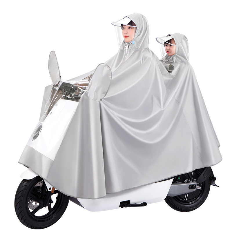 Parent-Child Electric Scooter Motorcycle Raincoat Mother-Child Double Single Person Women Long Full Body Anti