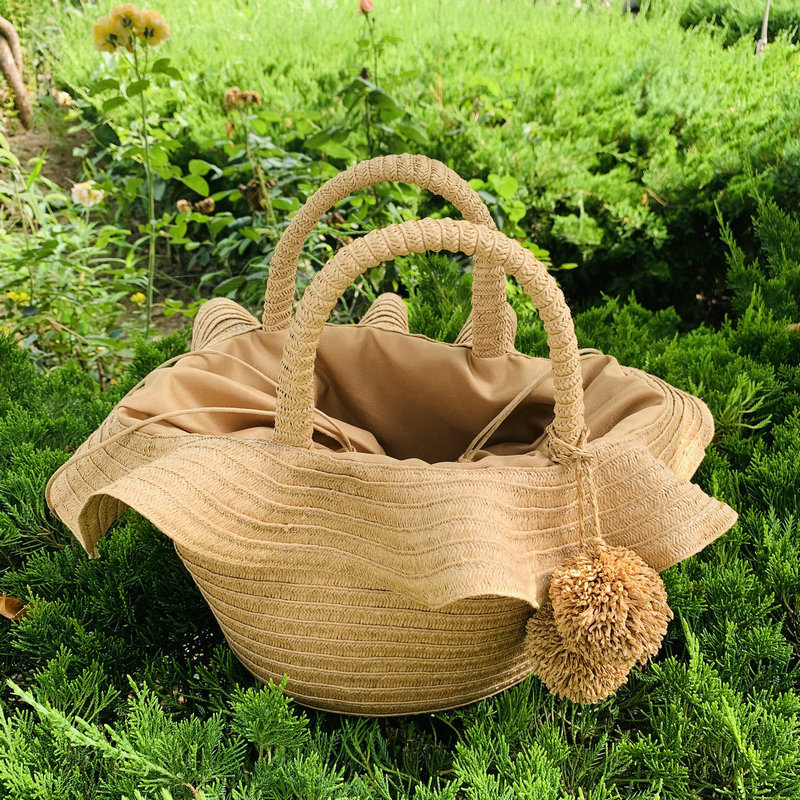 Bali paper rope woven beach bag, women's handbag, straw woven bag, lotus leaf beach bag, straw woven bag