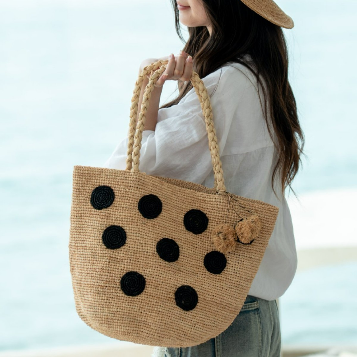Raffia Bag New Single Shoulder Straw Bag Handwoven Bag Women's Tote Bag Vacation Beach Bag Women's Bag