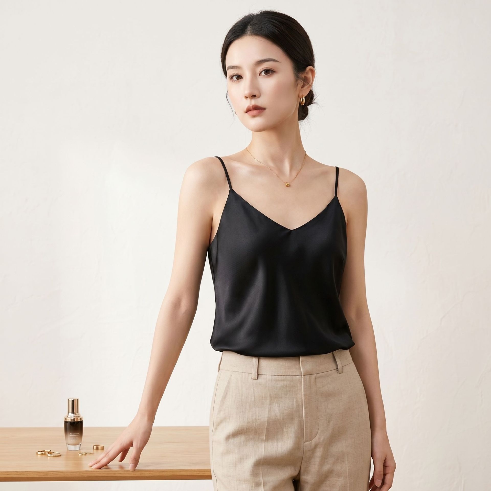 2026 Summer New Base Layer Double Layer Silk Camisole for Women Mulberry Silk Bustier Sexy Inner Wear Solid Color Vest
