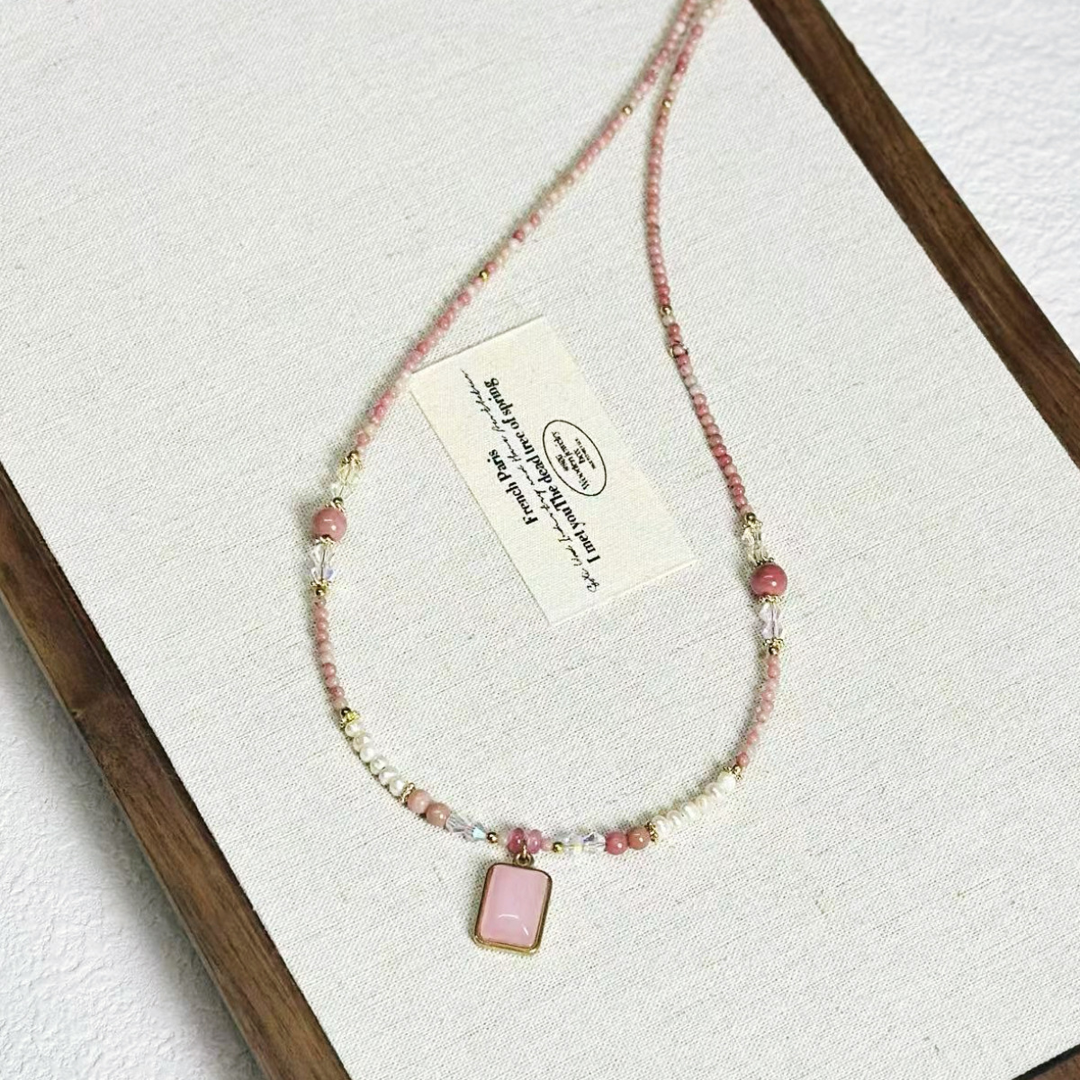 Original Design Extended Sweater Chain Black Spinel Agate Beaded Necklace Crystal Freshwater Pearl Lapis Lazuli Necklace
