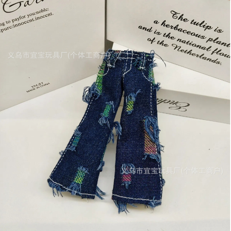 Long Leg KT Ripped Relaxed American High Street Hiphop Loose Wide Leg Beggar Jeans