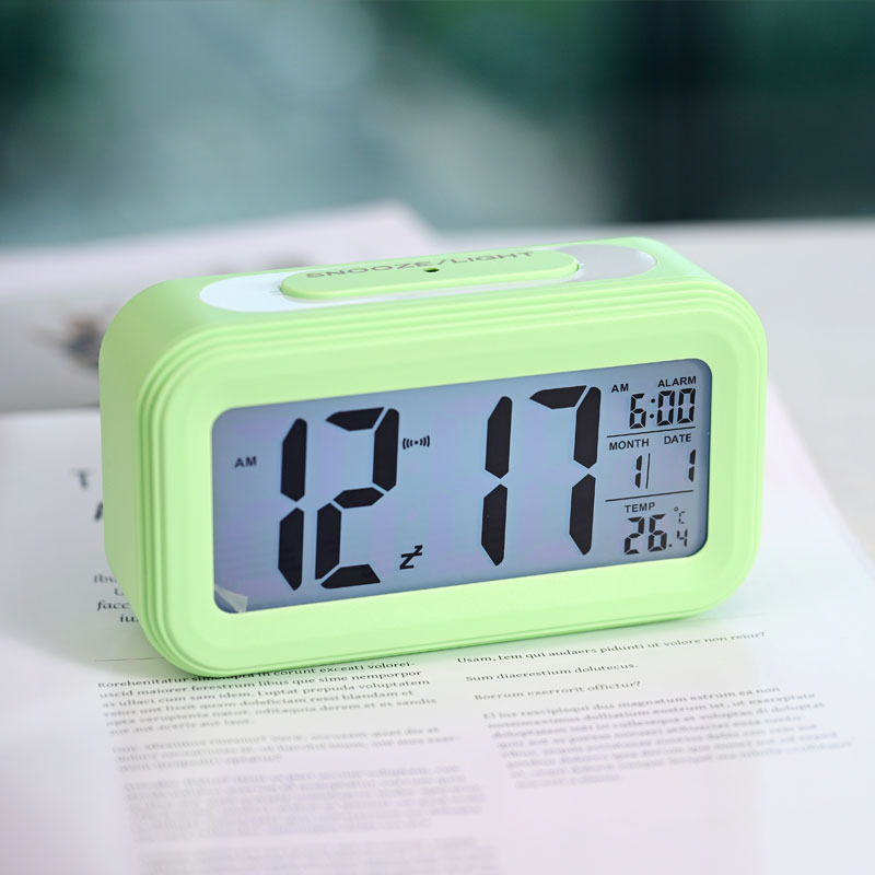 Desktop Digital Clock Smart Night Light LCD Large Screen Temperature Perpetual Calendar Student Wake-up Alarm Clock