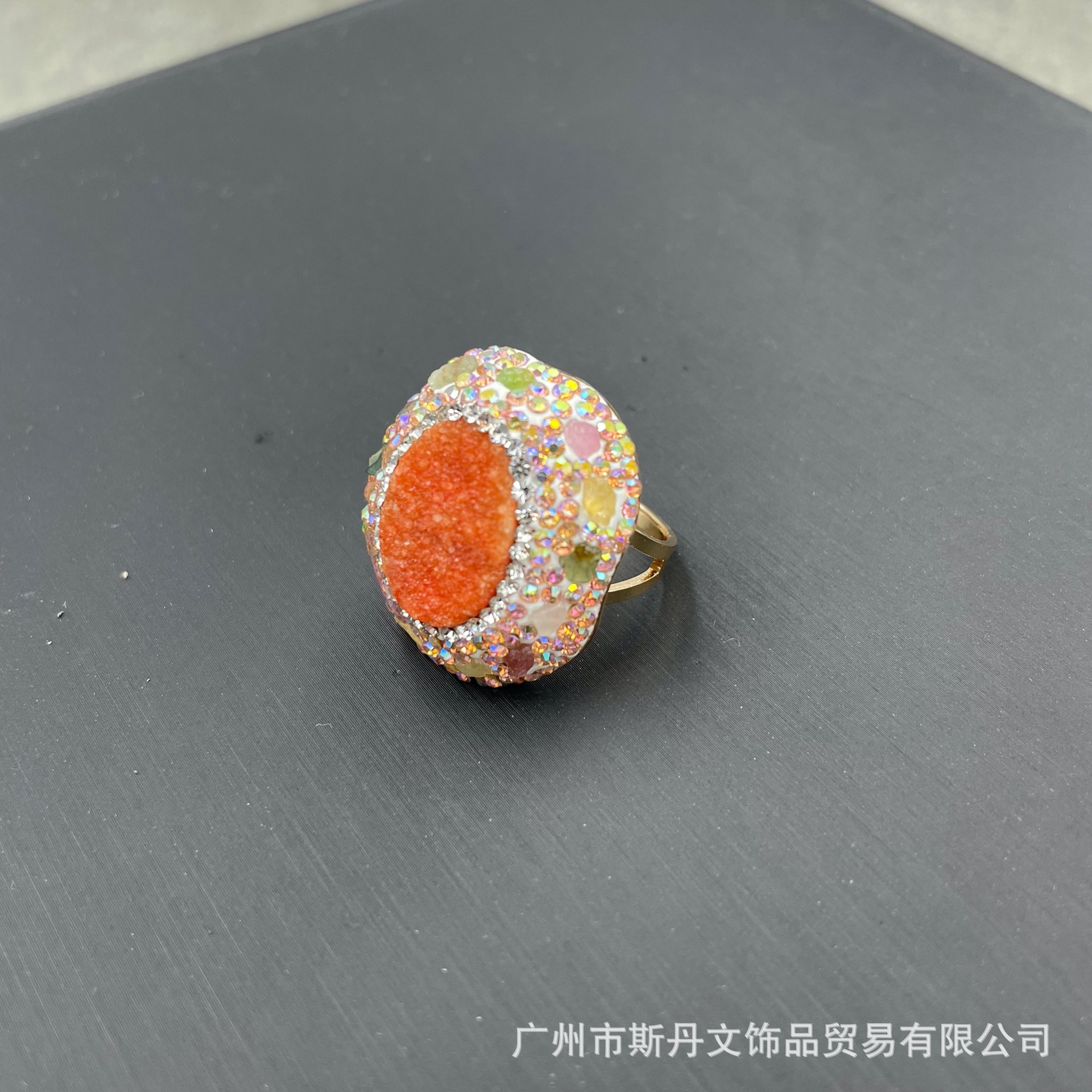 Natural Raw Crystal Tooth Inlaid Raw Stone Ring Emerald Niche Accessories Direct Wholesale