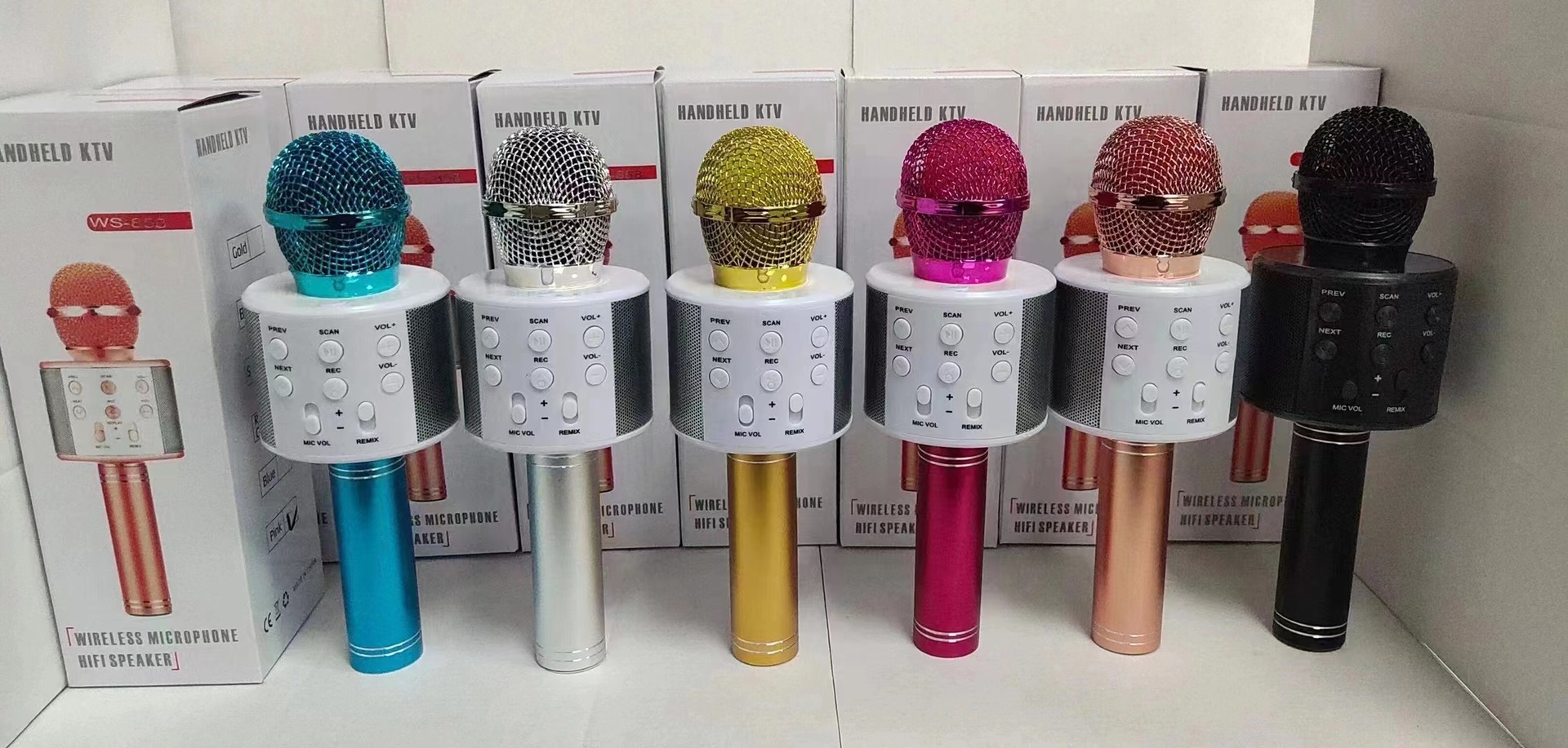 WS858 Phone Microphone Wireless Bluetooth Microphone K12 Song Phone Microphone Bluetooth Speaker K Song Bao