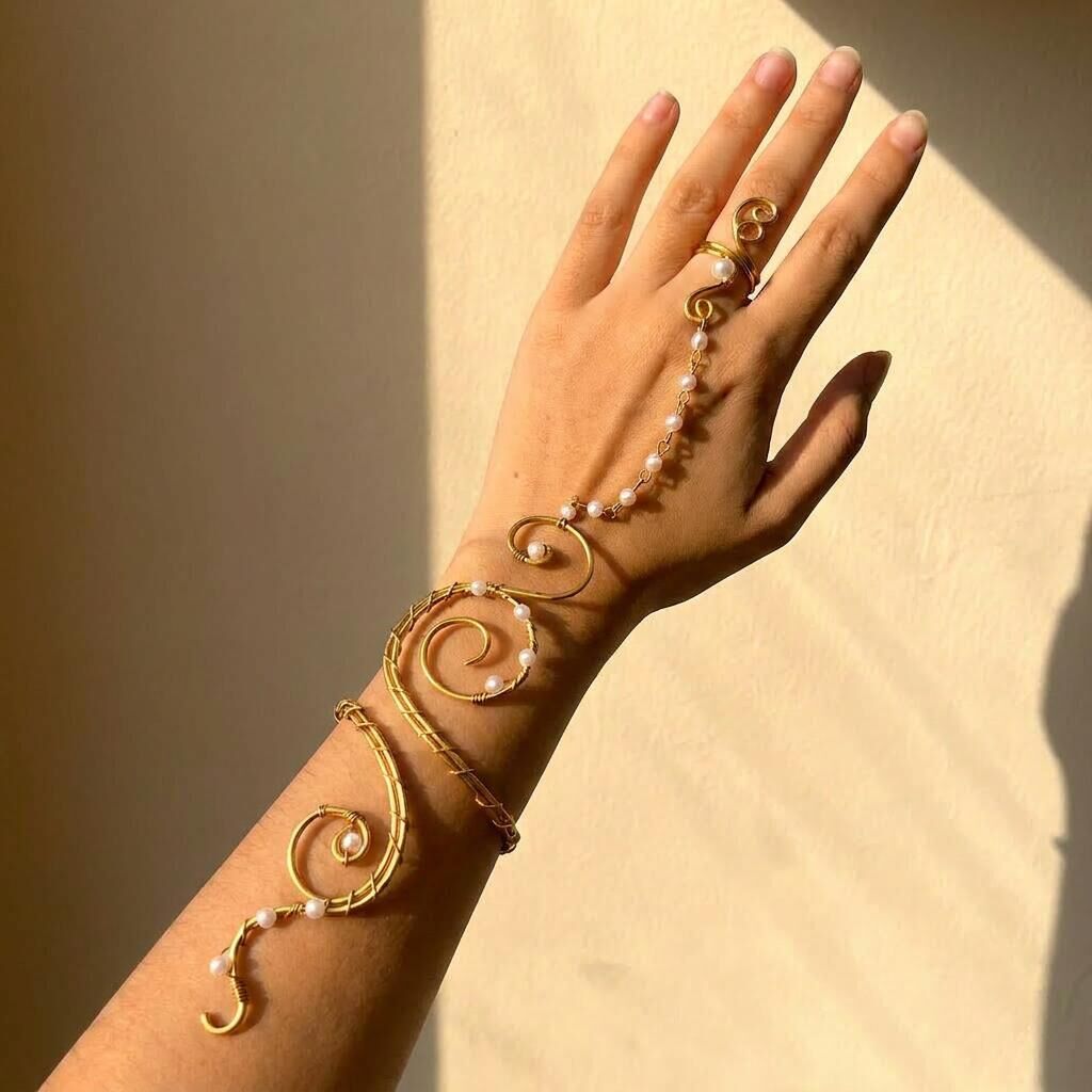 Flower Arm Bracelet Women Exaggerated Geometric Irregular Open Bangle Arm Ring Vacation Style Accessories