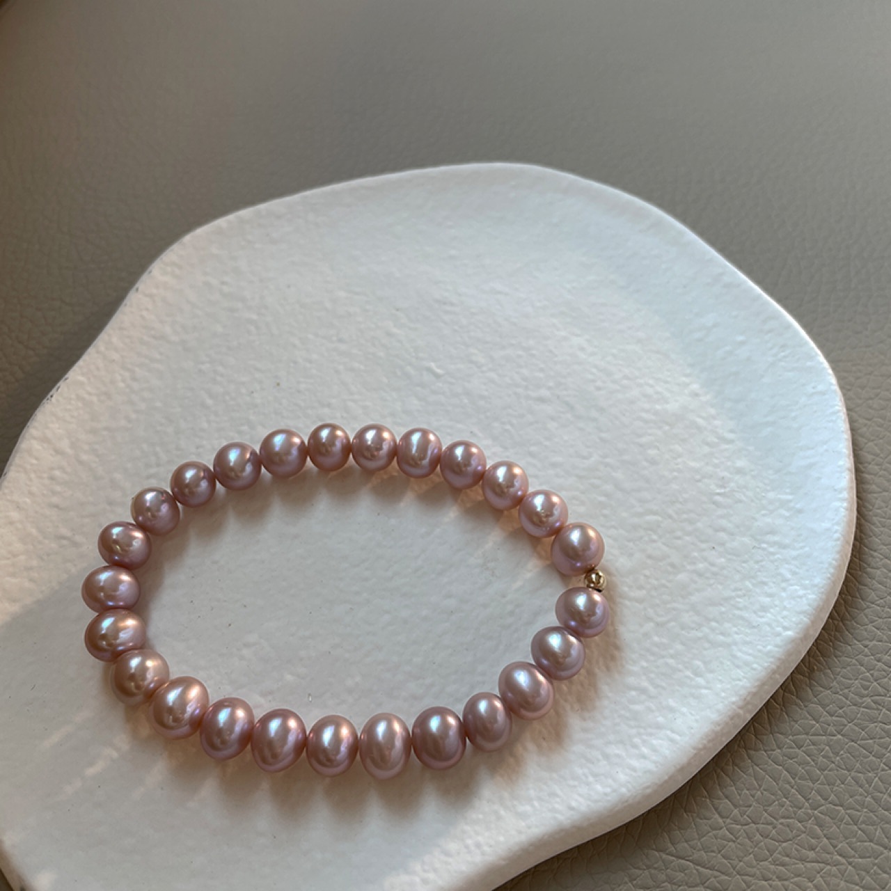 Romantic light purple natural pearl bracelet for women elastic stretch thread 925 silver plated 18k gold beads