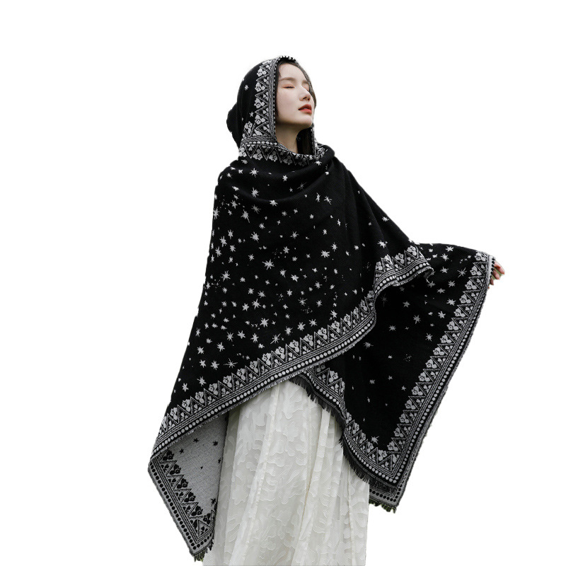 Chaka Salt Lake Ethnic Style Shawl Desert Travel Scarf Northwest Photo Hooded Slit Shawl Women