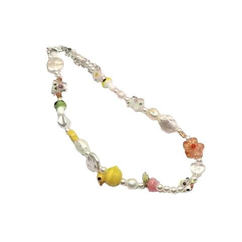 Pearl rhinestone water drop flower necklace collarbone chain niche evening dress necklace women
