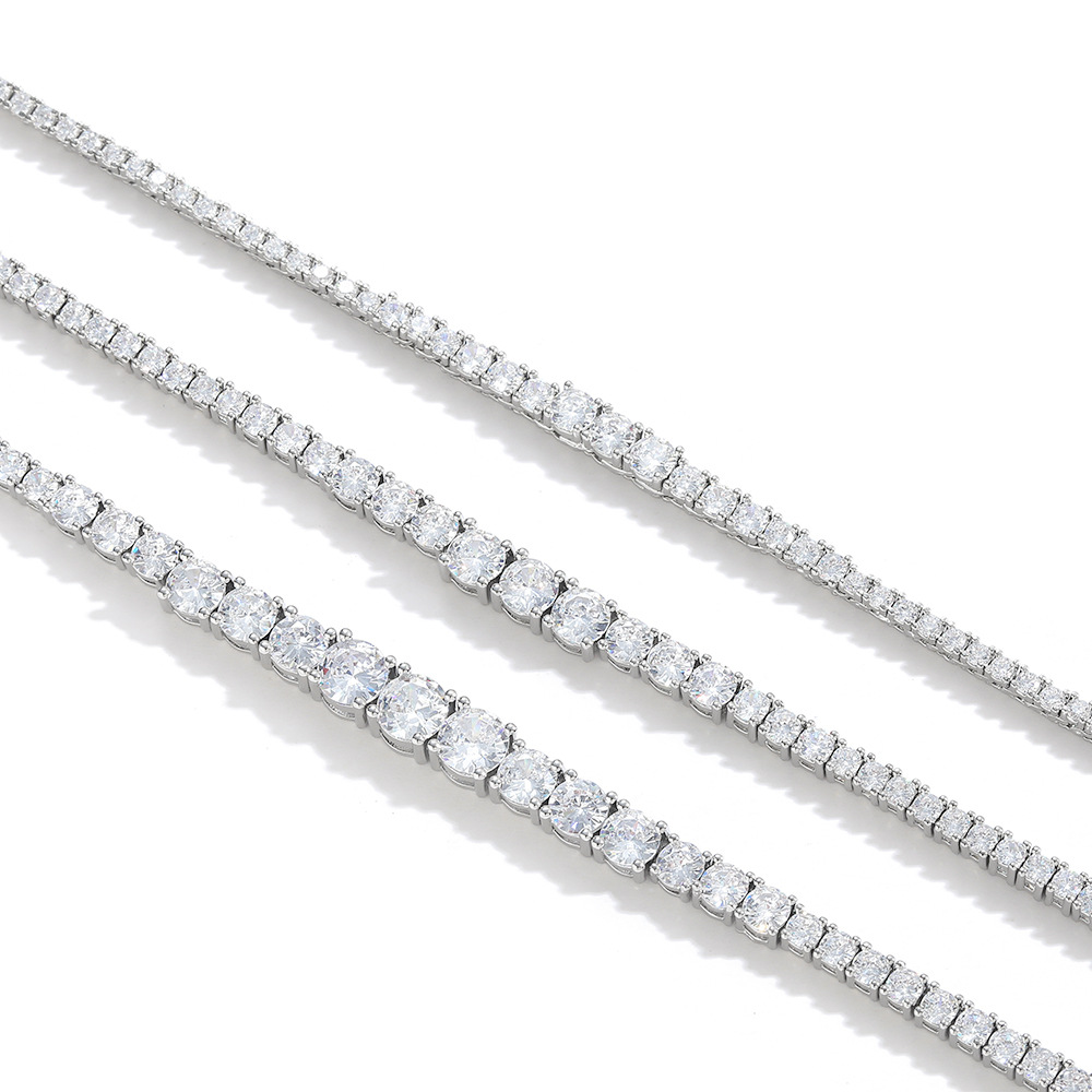 Gradual size zircon tennis necklace new chain hip-hop multi-size men's women's neck accessory