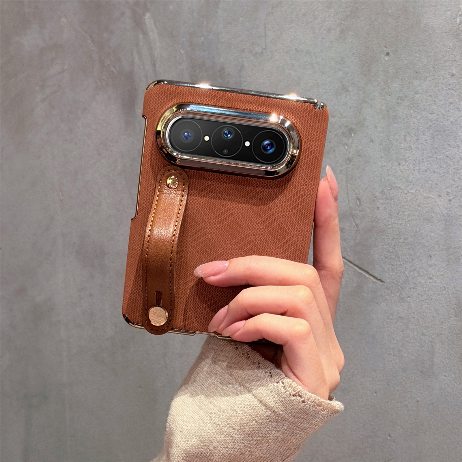 puraxmax phone case for Huawei handheld wrist strap folding screen protective case magnetic dual-axis hinge shell