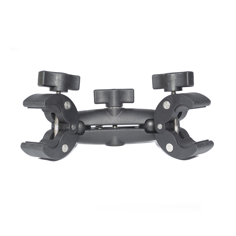 New heavy-duty clamp double head clip selfie stick photography light fixing bracket bicycle motorcycle rain gear bracket