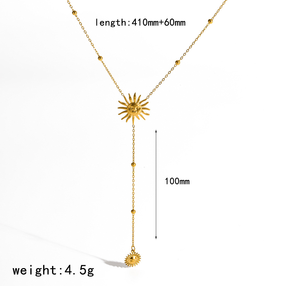 Ding Duo Y-shaped necklace 18k gold long stainless steel sweater chain necklace