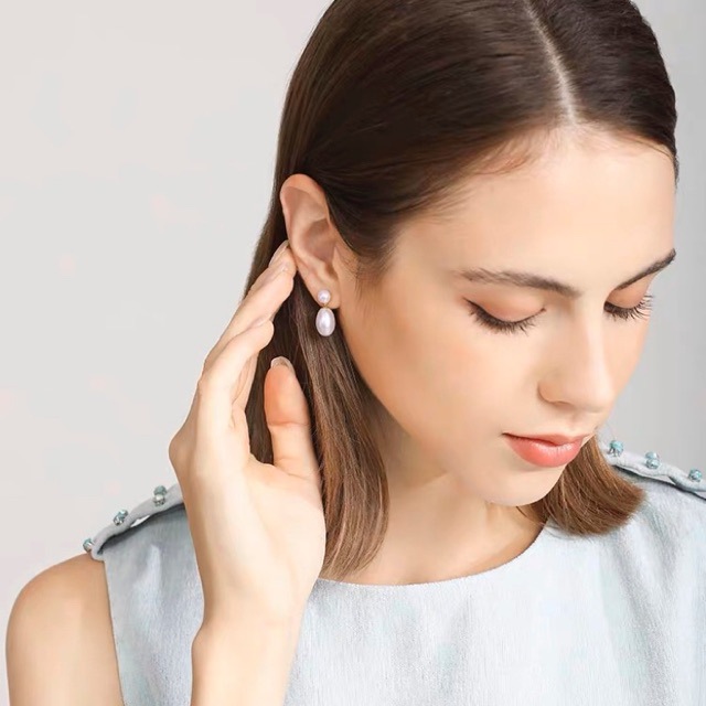 Natural freshwater real pearl earrings 925 silver素银 earrings princess one multi-wear detachable pink
