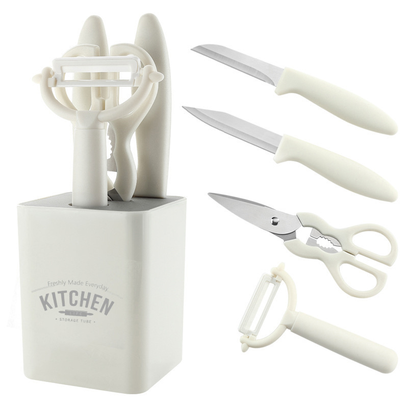 Kitchen Gadget Set 6-Piece Set Peeler Fruit Knife Melon Peeler Baby Food Tool Combination Set with Storage Base