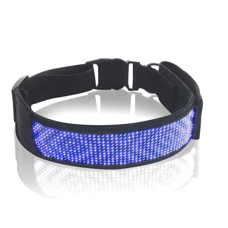 LED Display Pet Collar, Mobile-Controlled Monochrome Collar and Leash, Glowing LED Dog Collar