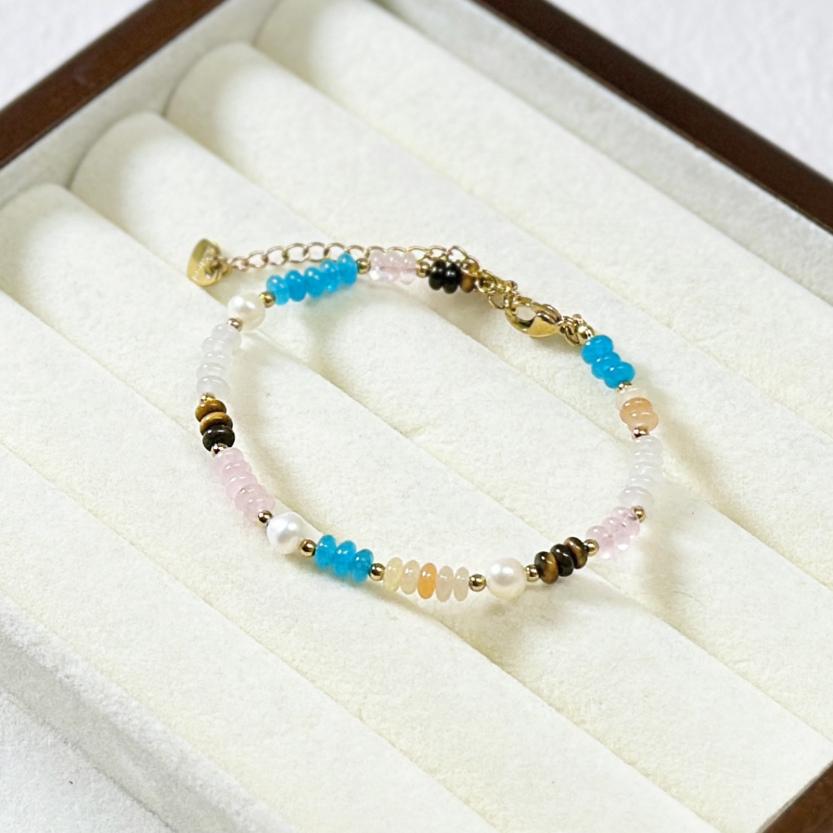 Titanium Steel Natural Stone Shoushan Stone Aquamarine Beaded Bracelet Freshwater Pearl Small Exquisite Bracelet