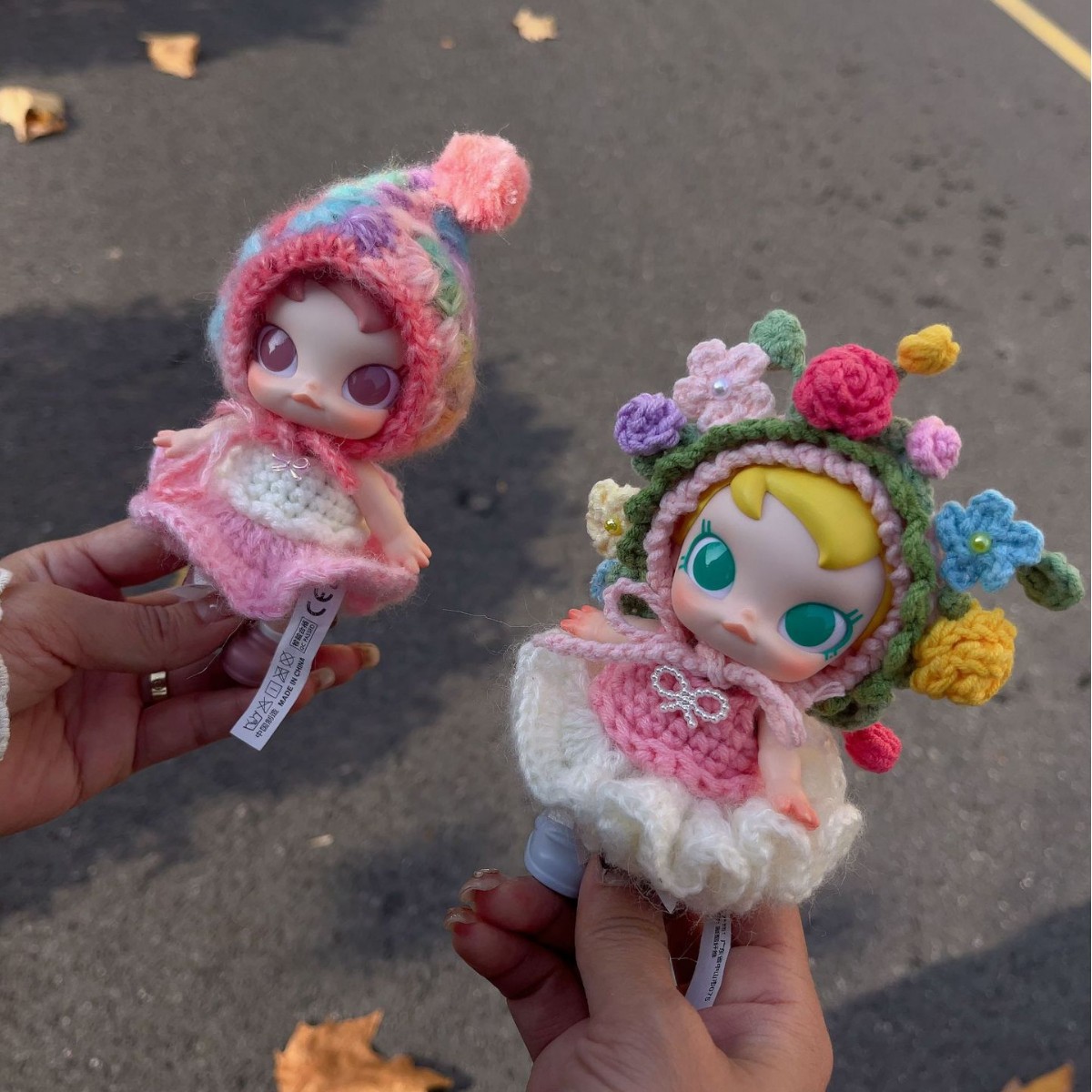 babymolly Active Winter Guide Doll Clothes Handmade Crochet Skirt Hairpin Set Clothes Handmade Doll Clothes bjd