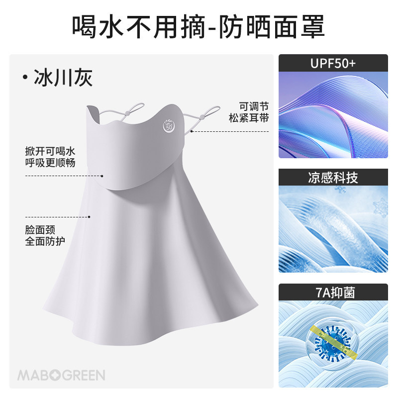 Drinkable Sun Protection Face Mask for Women UV Protection Facekini 6 New Neck Integrated Ice Silk Mask