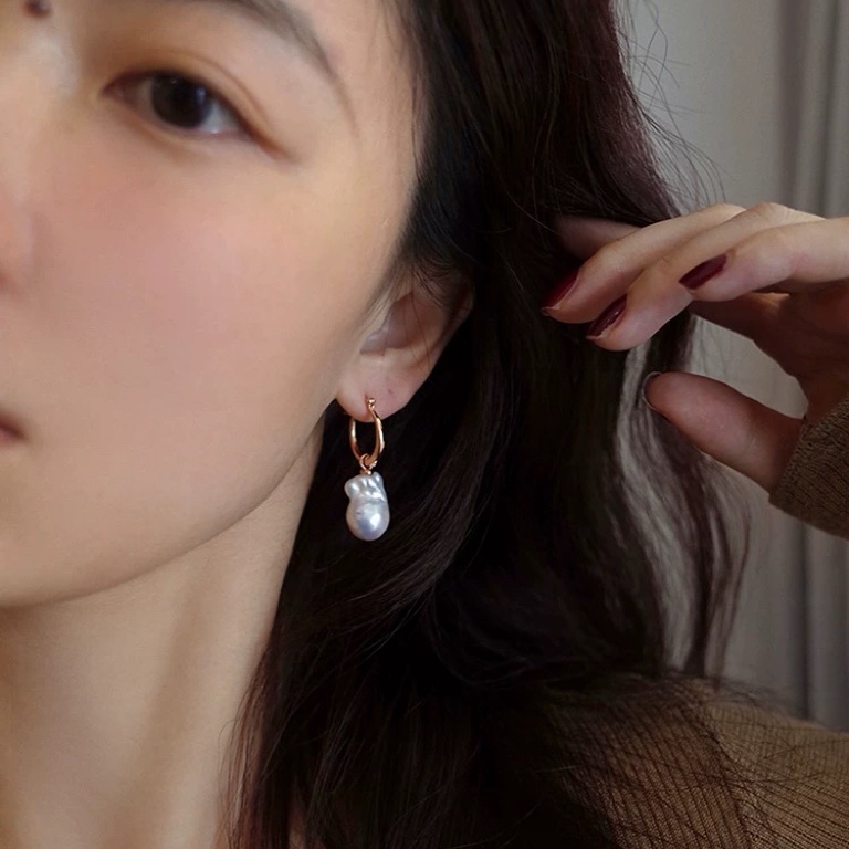New rare colorful two-way wear fishtail natural baroque pearl earrings unique ear accessories for women