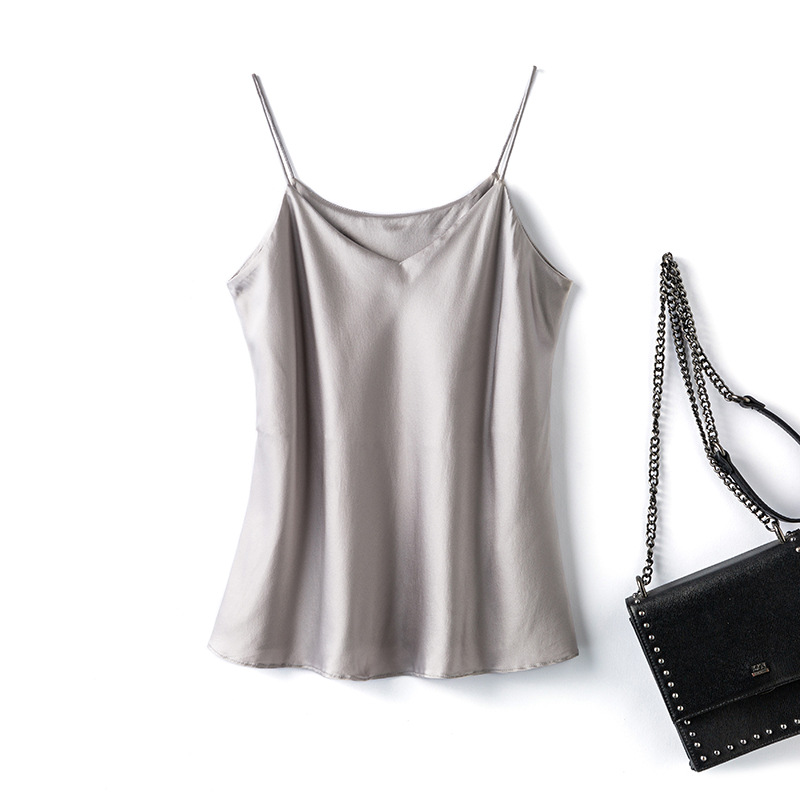 2026 Summer New Base Layer Double Layer Silk Camisole for Women Mulberry Silk Bustier Sexy Inner Wear Solid Color Vest