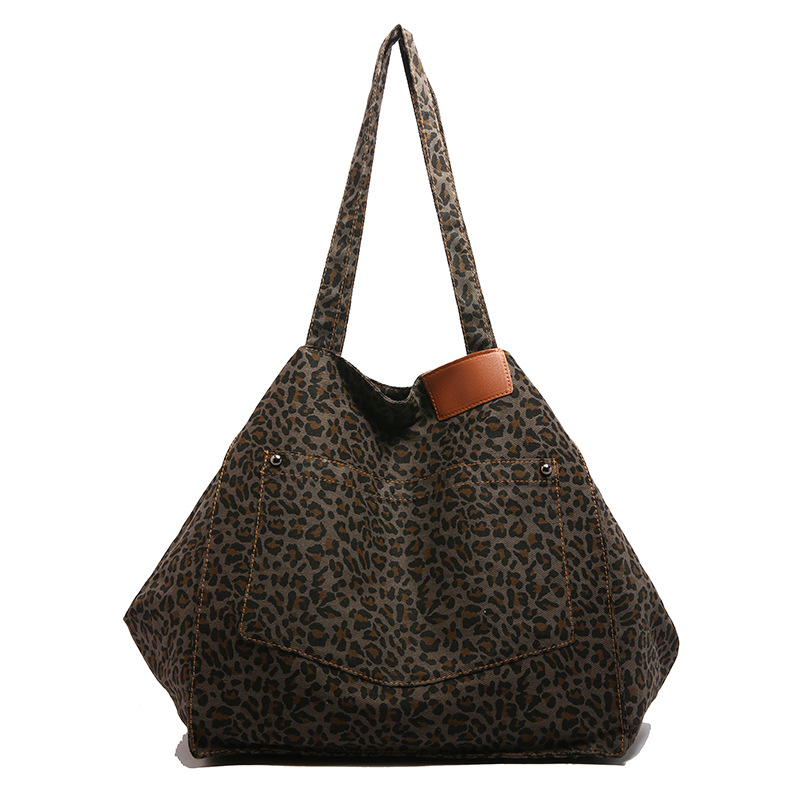 Leopard print single shoulder bag 2026 autumn new simple commuting tote bag
