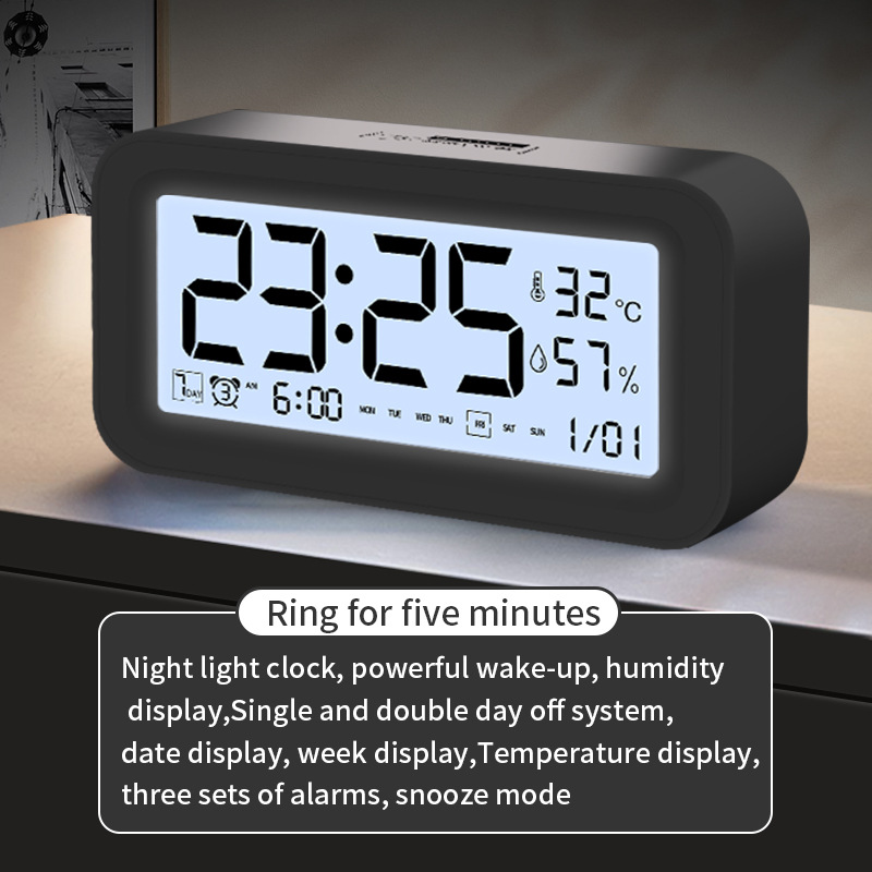 Student Alarm Night Light Desktop Electronic Clock Table Digital Smart Wake Up Alarm Clock