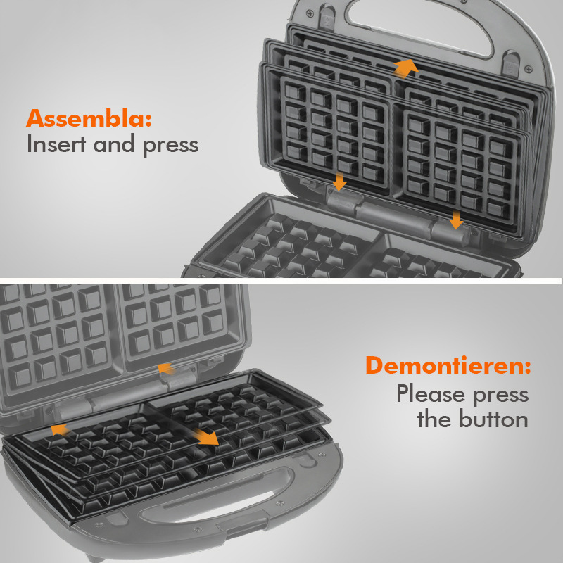 Home 3-in-1 Sandwich Maker Waffle Maker Detachable Replaceable Plates Non-stick Coating Grill Machine Steak Machine