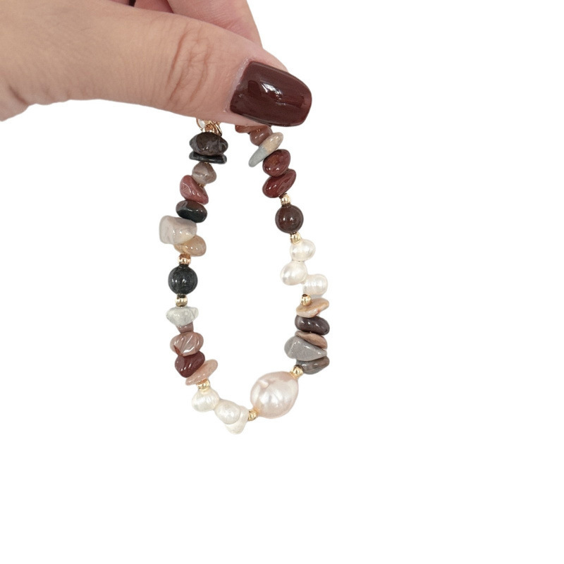 Freshwater pearl bracelet natural stone 24K real gold electroplated niche delicate commuting bead bracelet