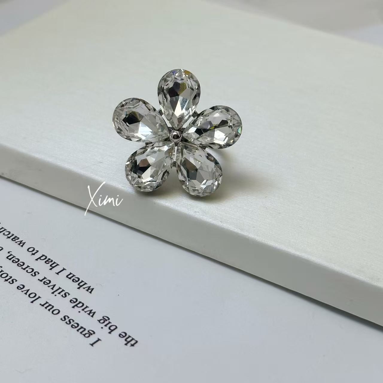 Exaggerated Colorful Five-Petal Flower Ring Band Ring