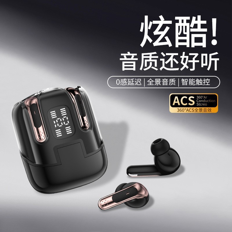 Private Mold J17 Open Ear TWS Earphones Digital Display Noise Cancelling Long Battery Life Low Latency Couple Bluetooth Earphones