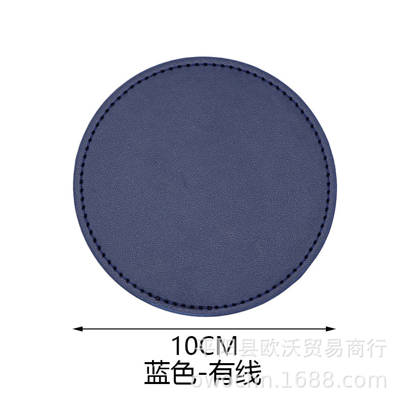 Thickened coaster 10CM high temperature resistant white round PU simple heat insulation pad leather coaster logo new