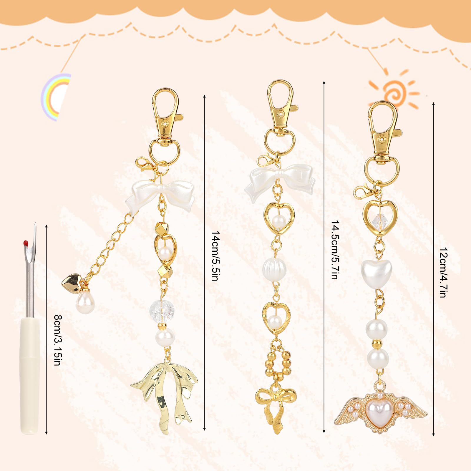 Alloy Heart Irregular Hollow Keychain Pendant Accessories Gold Bow Pendant Keychain