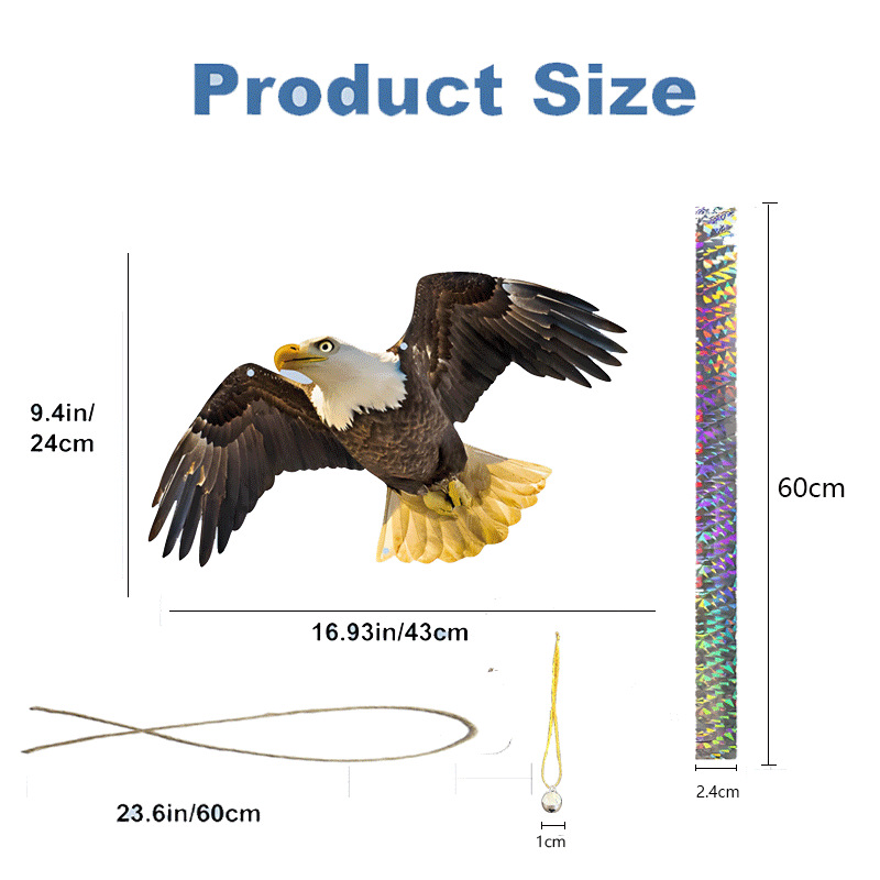 Garden Bird Repellent Storm Eagle 2D Acrylic Material Yard Lifelike Craft Hanging Decoration Simulated Animal
