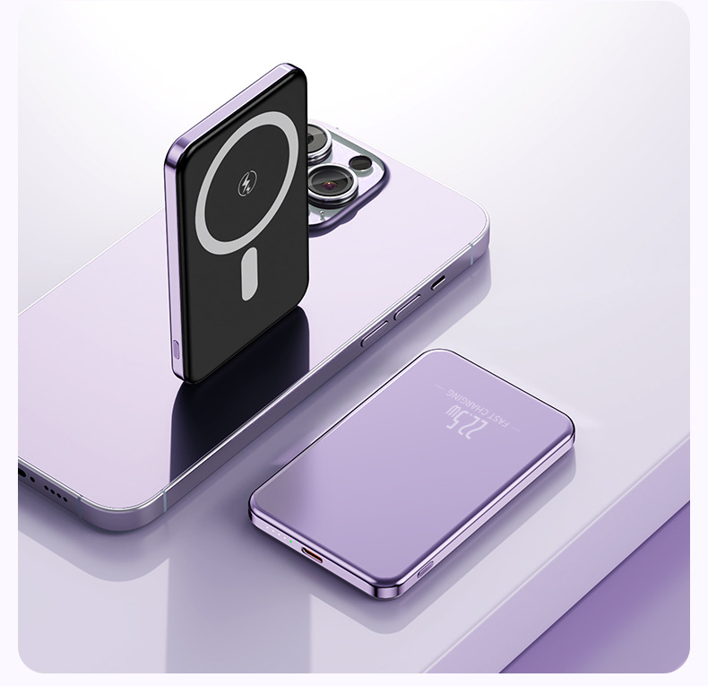Ultra-Thin Aluminum Alloy New PD Fast Charging Magnetic Wireless Charging 10000mAh Power Bank Mini Mobile Power Supply
