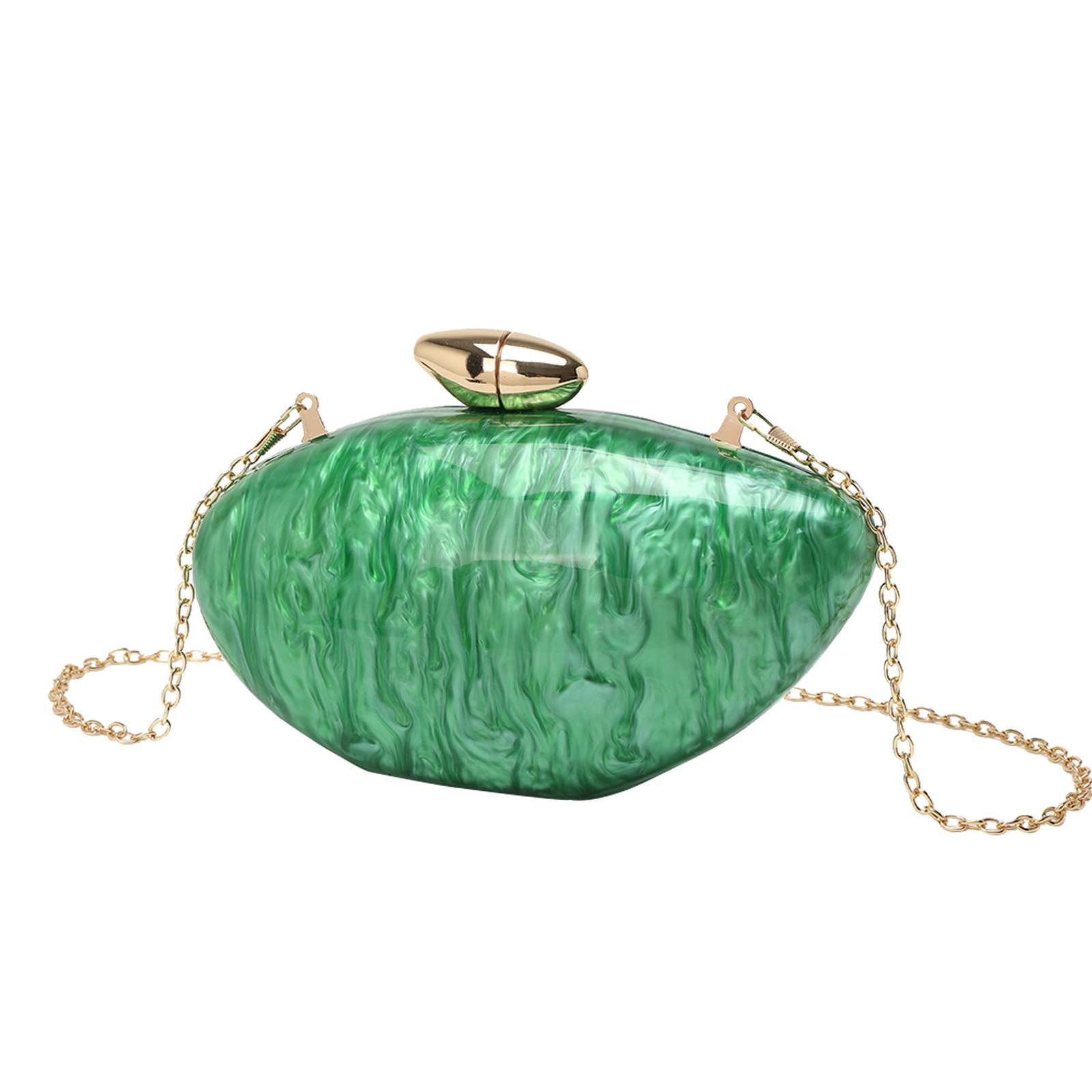 2024 New Evening Bag Women Acrylic Clutch Bag Oval Bag Chain Shoulder Bag