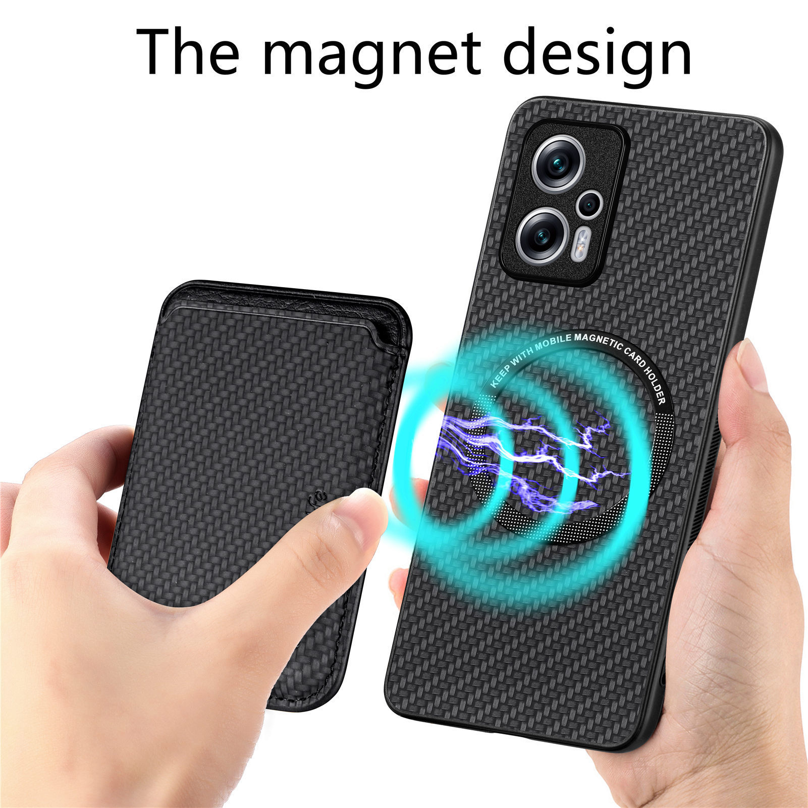 For Redmi Note 14 back sticker Magsafe magnetic card case 14C phone case Xiaomi 14T Pro protective leather case