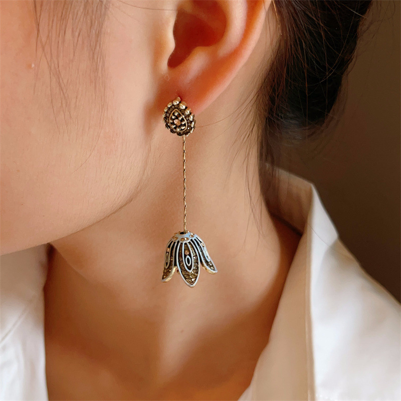 Chinese Restaurant Ginger Flower Tassel Earrings Women 2026 Ear Studs Ear Accessories