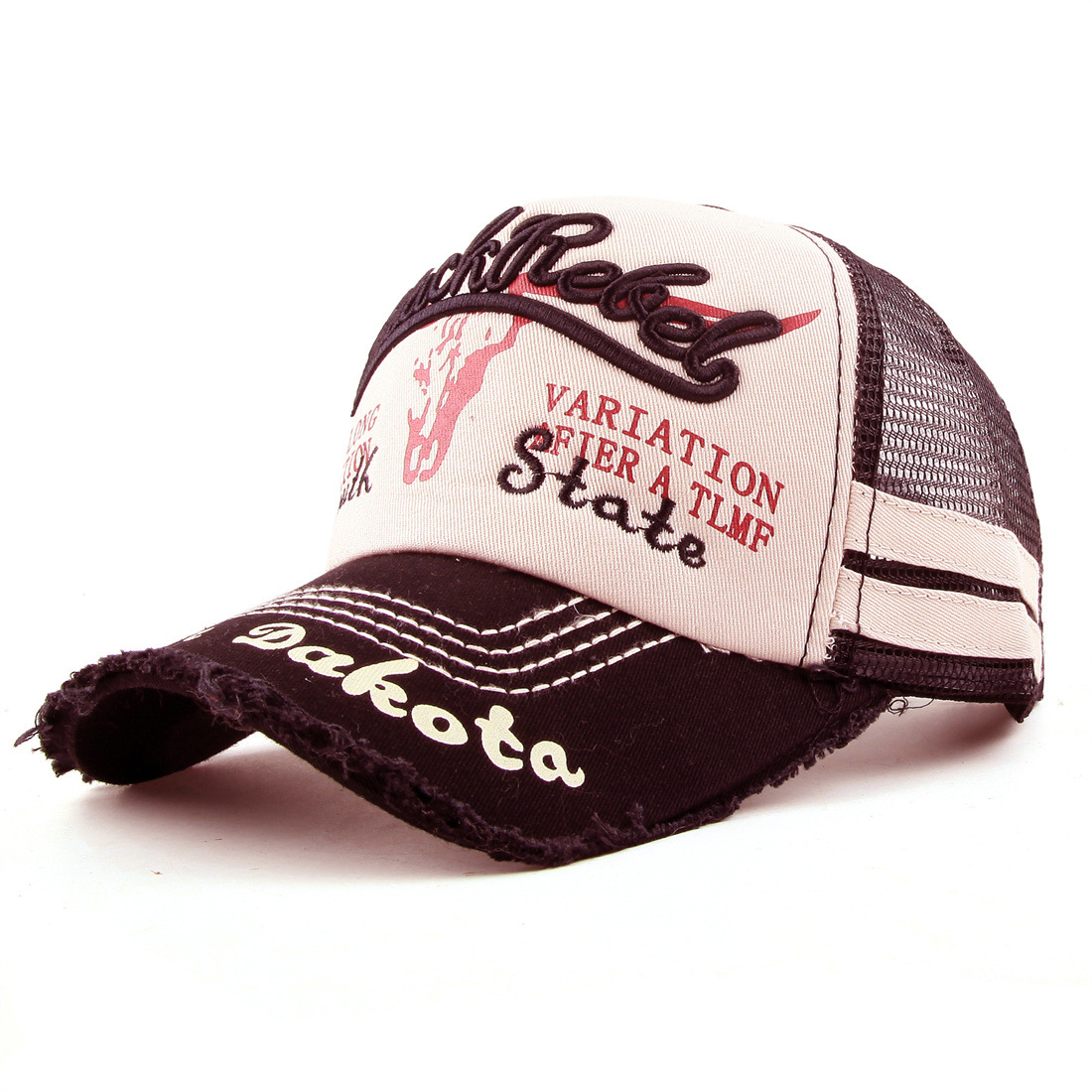 New washed mesh cap for women, summer washed bull head baseball cap, men's casual embroidered cap